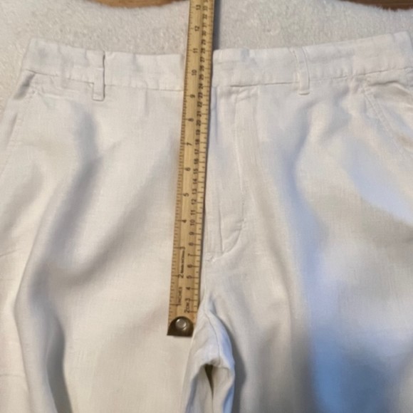 Michael Kors Womens White 100% Linen Straight Leg Trouser Pants Size 31/32 - Picture 9 of 10